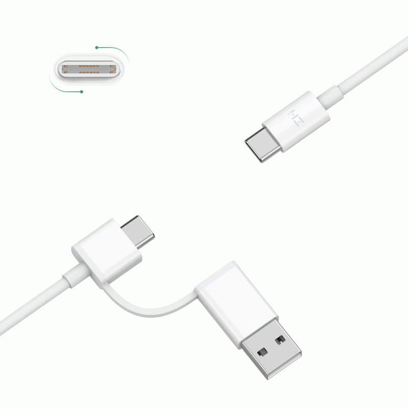 Кабель 2 in 1 USB/Type-C/Type-C Xiaomi ZMI 100см (AL311) Белый